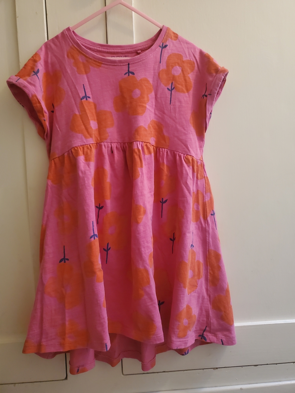 next Pink and Orange Floral Cotton Dress for Girls